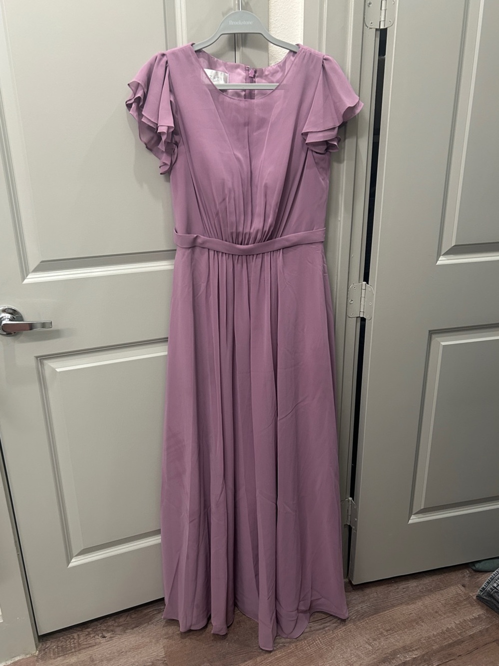 Azazie Mauve Flutter-Sleeve Maxi Dress